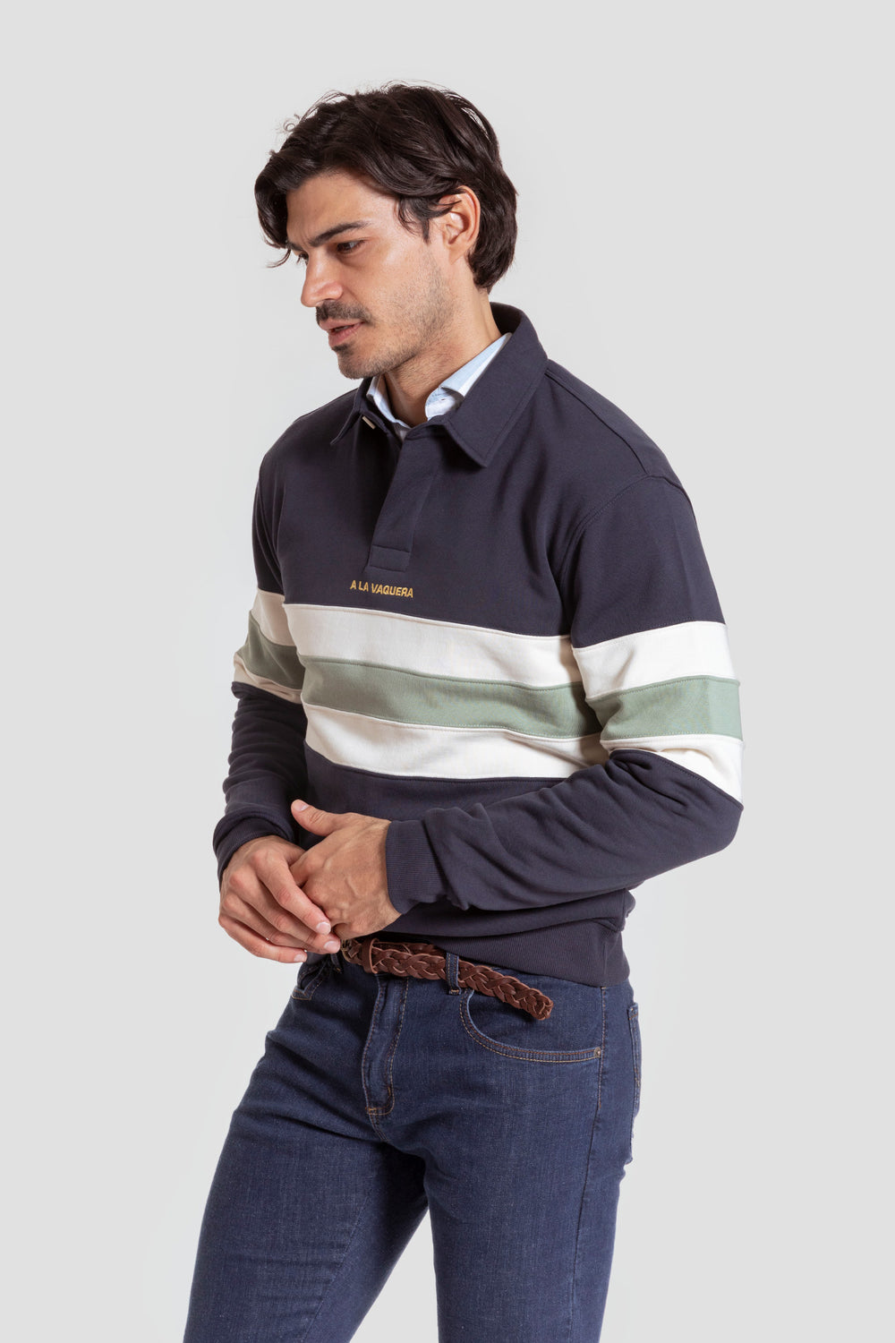 Sudadera Cuello Polo Marino - Huella