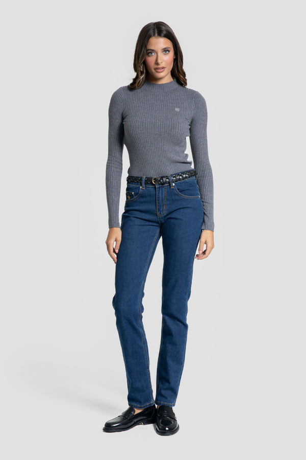 Jersey Cuello Caja Ceñido Gris