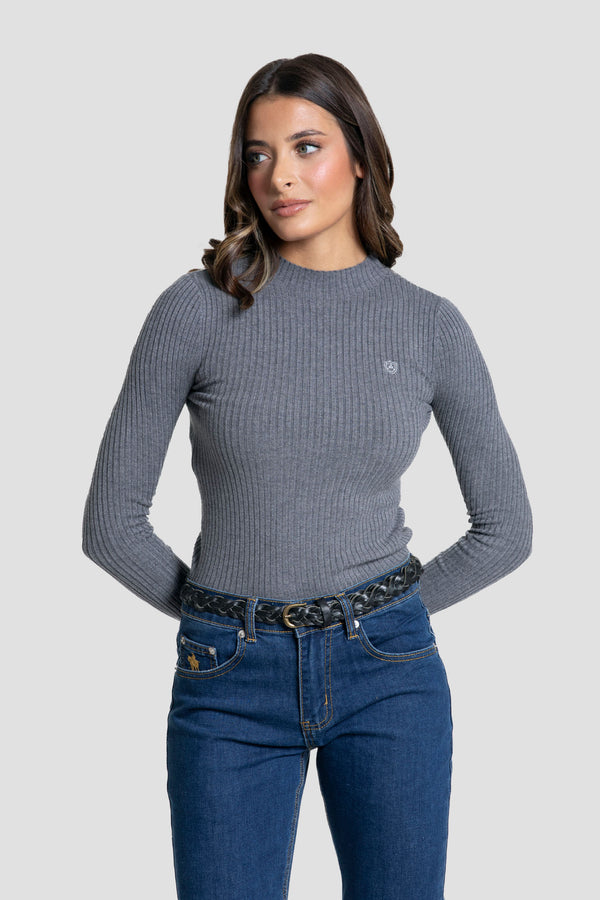 Jersey Cuello Caja Ceñido Gris