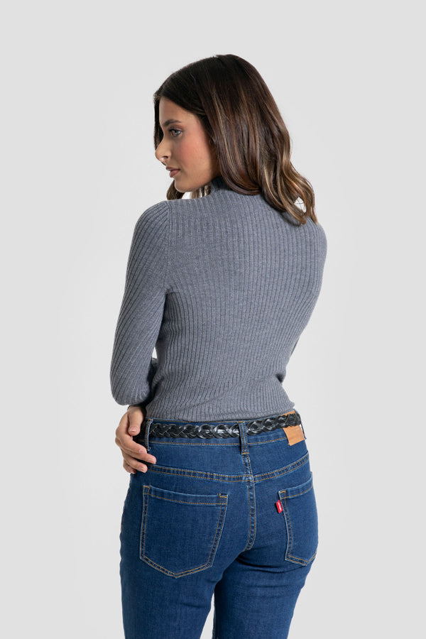 Jersey Cuello Caja Ceñido Gris