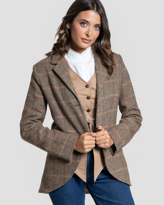 Chaqueta Tweed Marrón Cuadros