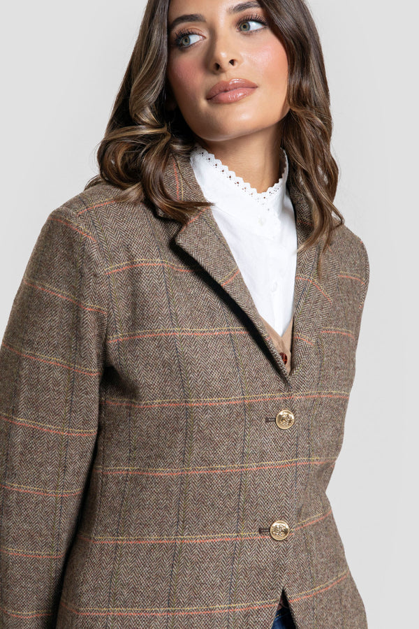 Chaqueta Tweed Marrón Cuadros