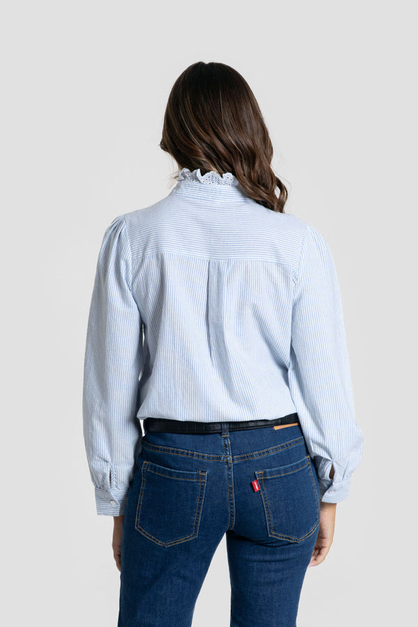 Camisa Volantes Celeste