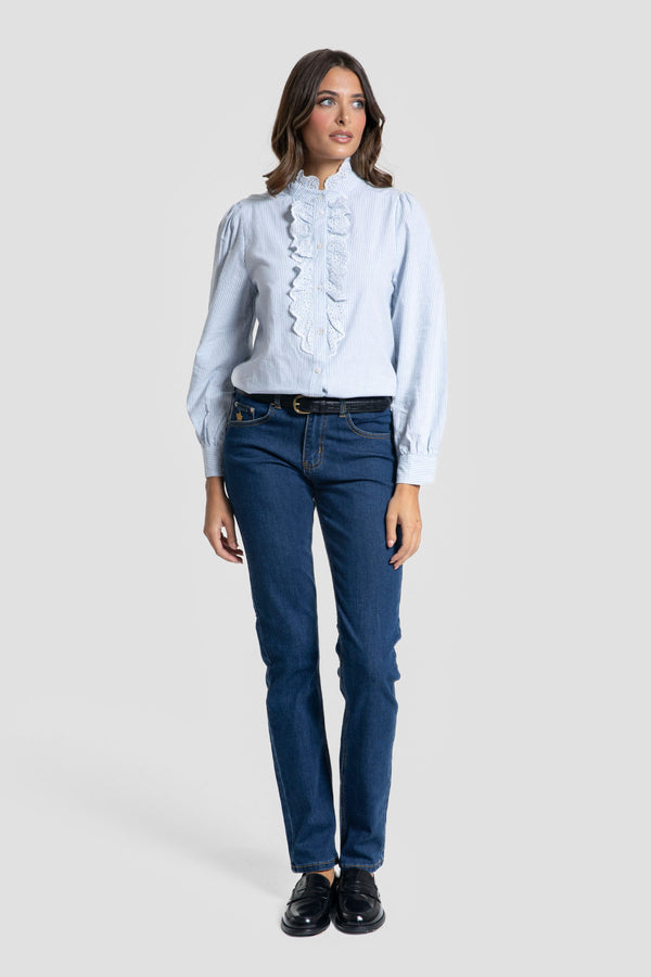 Camisa Volantes Celeste