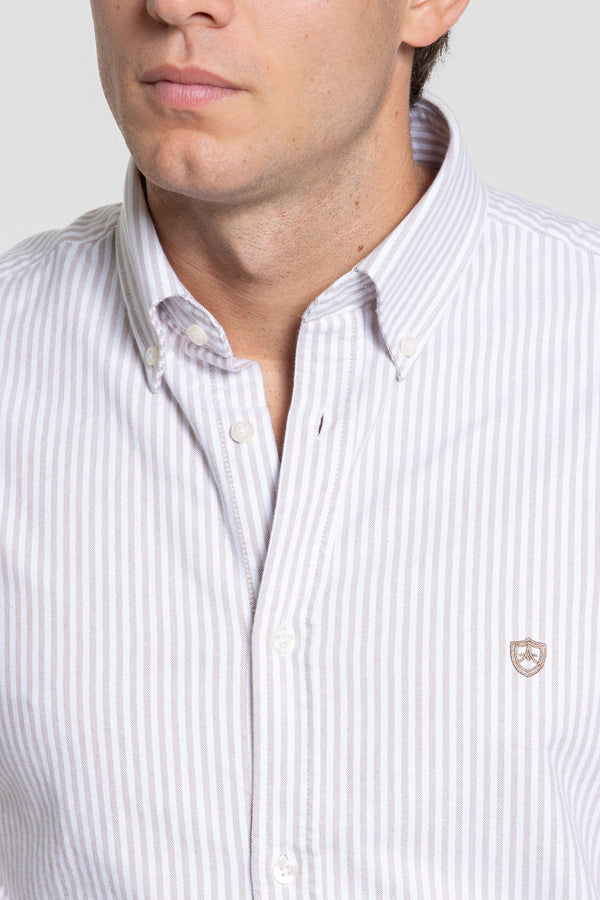 Camisa Oxford Rayas Camel