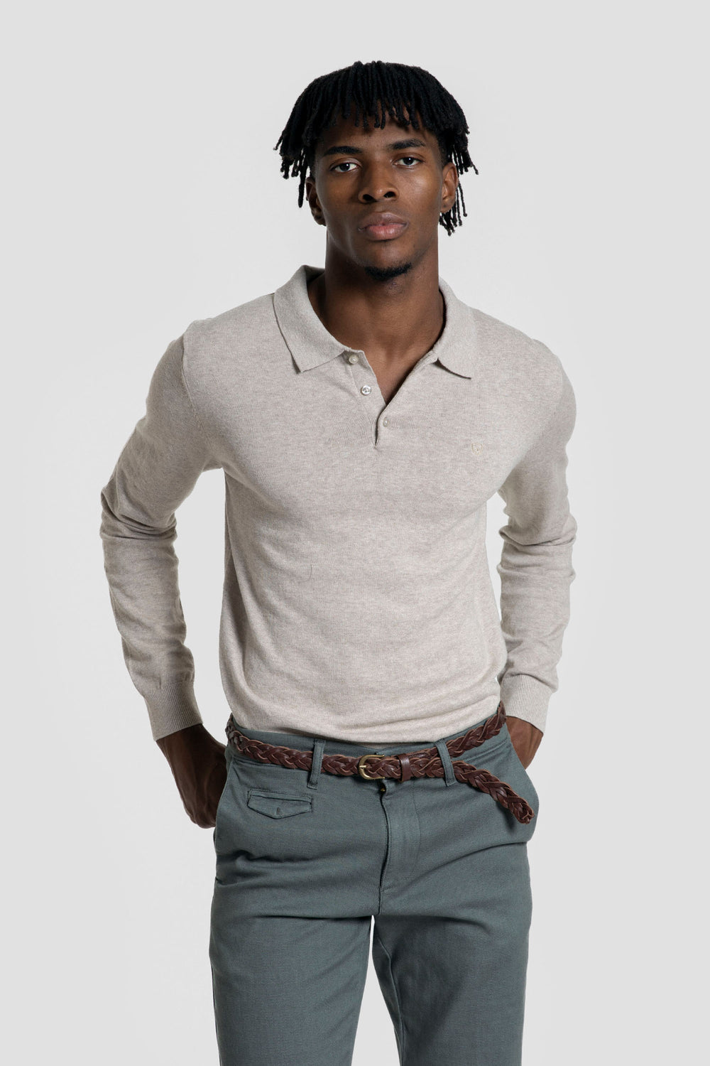 Polo Manga Larga Hueso