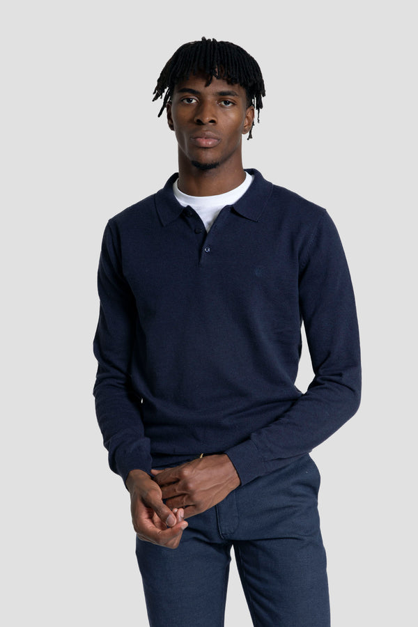 Polo Manga Larga Marino