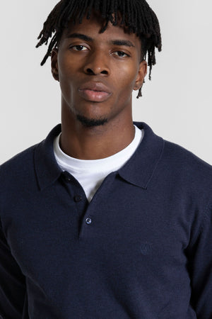 Polo Manga Larga Marino