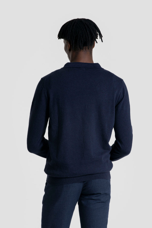 Polo Manga Larga Marino