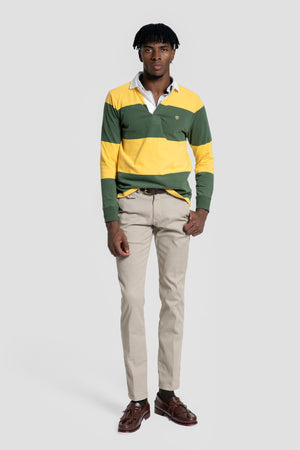 Polo Manga Larga Rayas Amarillo