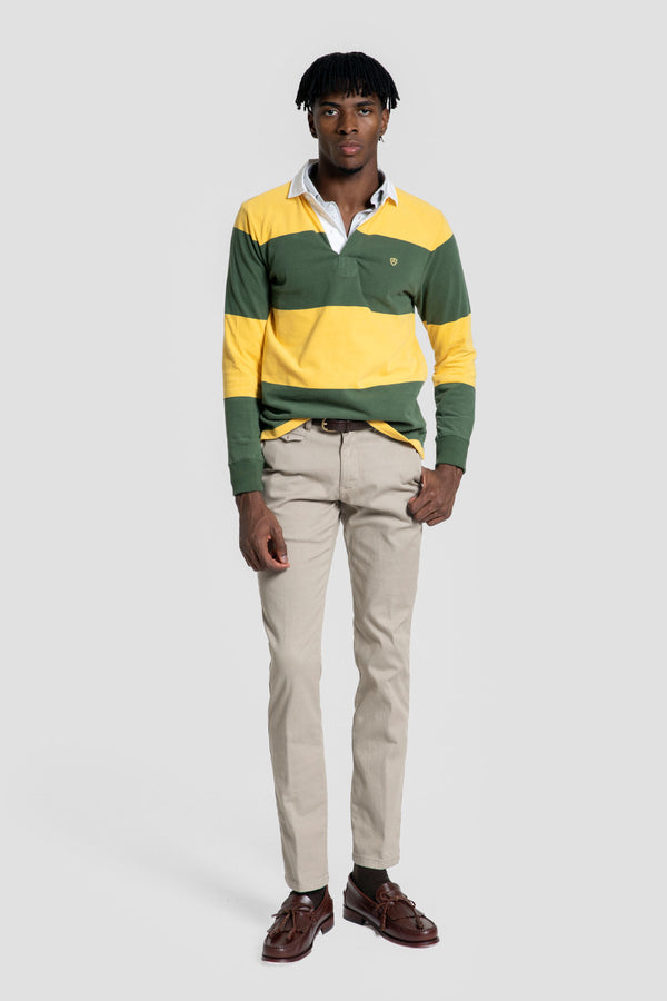 Polo Manga Larga Rayas Amarillo