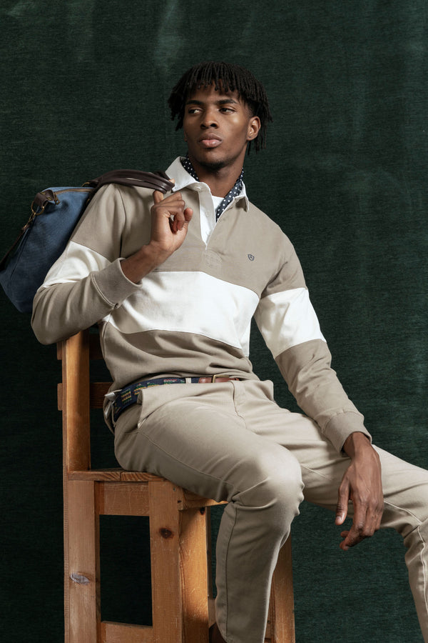 Polo Manga Larga Raya Ancha