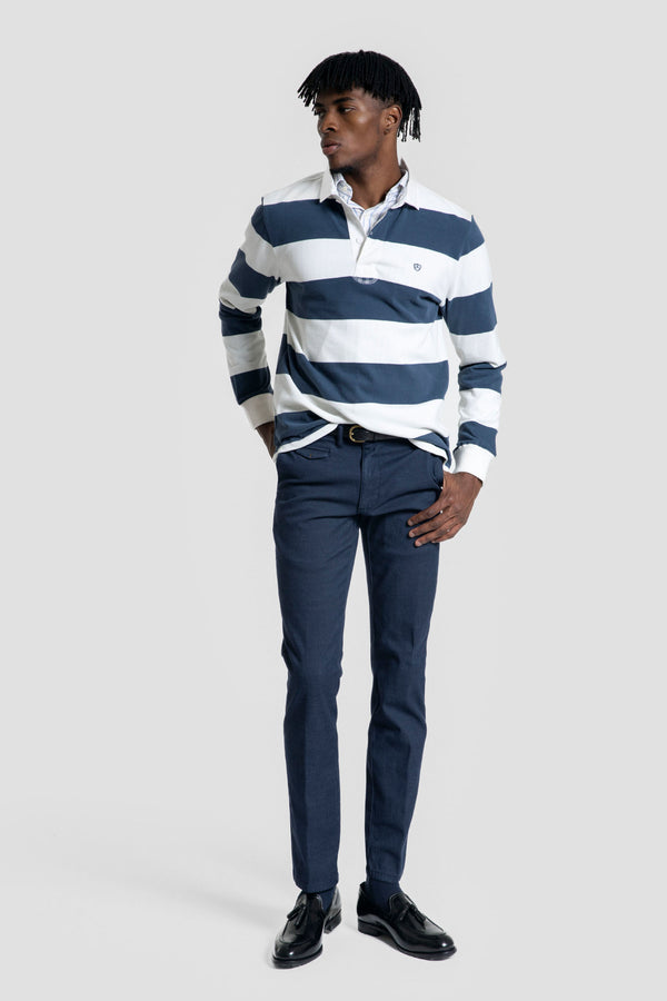 Polo Manga Larga Rayas Índigo - Legado