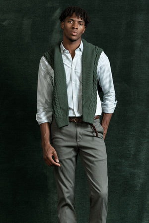 Camisa Rayas Verde Botella