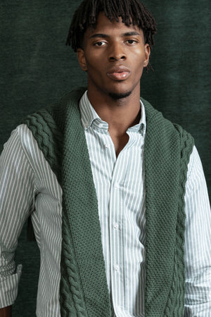 Camisa Rayas Verde Botella