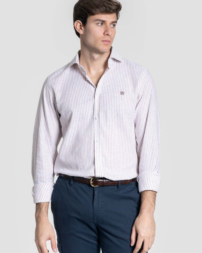Camisa Rayas en Camel