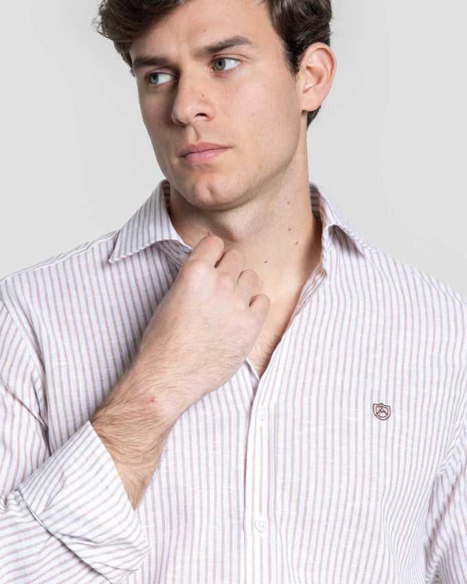 Camisa Rayas en Camel