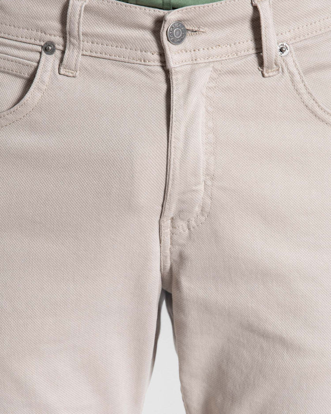 Calças com Estrutura Cinco Bolsos Bege