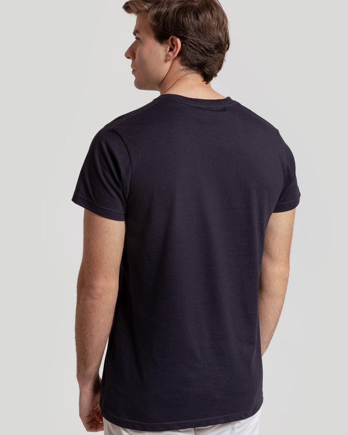T-shirt com logótipo étnico -26 m/c-0.33613 - AZUL MARINHO