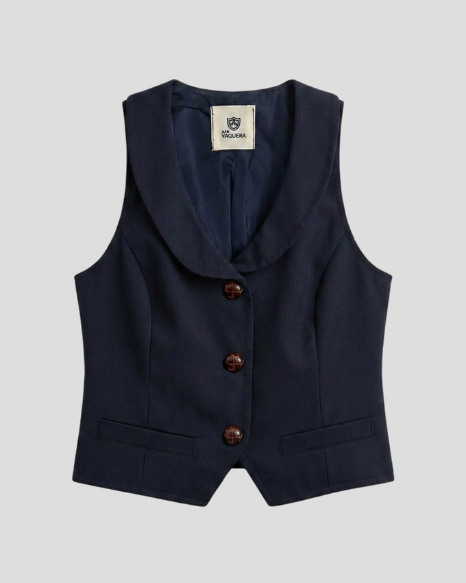 Chaleco Cuello Chal Azul Marino