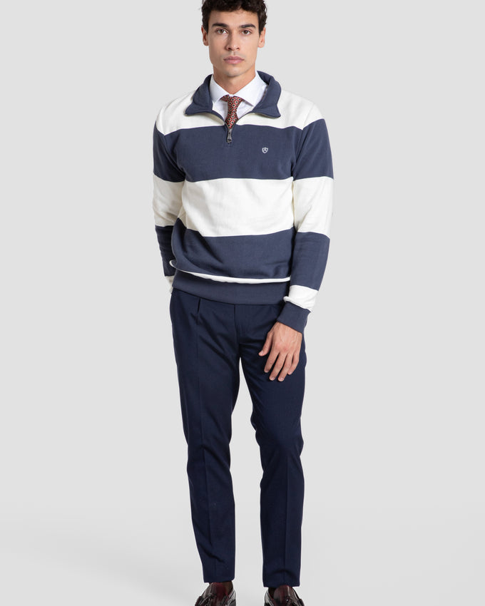 Sudadera Bloques Media Cremallera