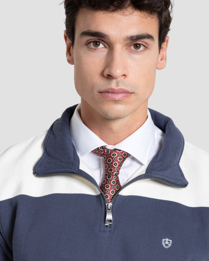 Sudadera Bloques Media Cremallera