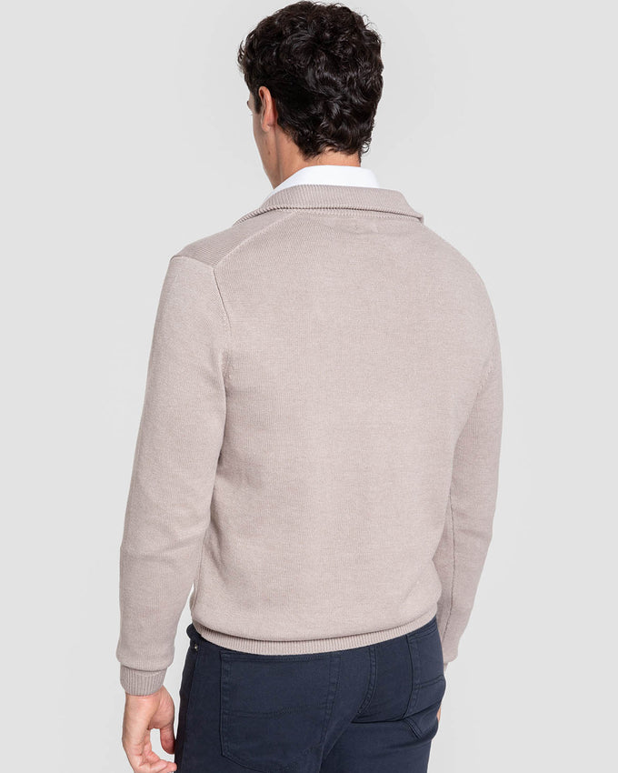 Jersey Cuello Alto Cremallera Taupe