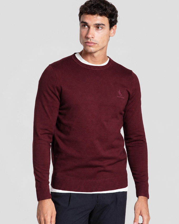 Jersey Crew Neck Caballo Burdeos