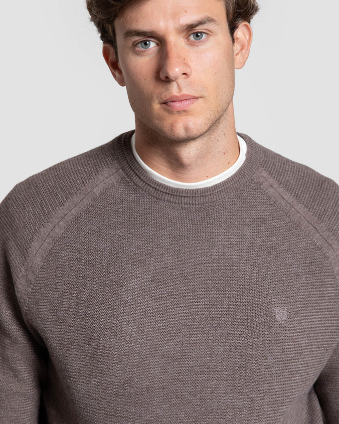 Jersey Punto Piqué Marrón Cuello Crew