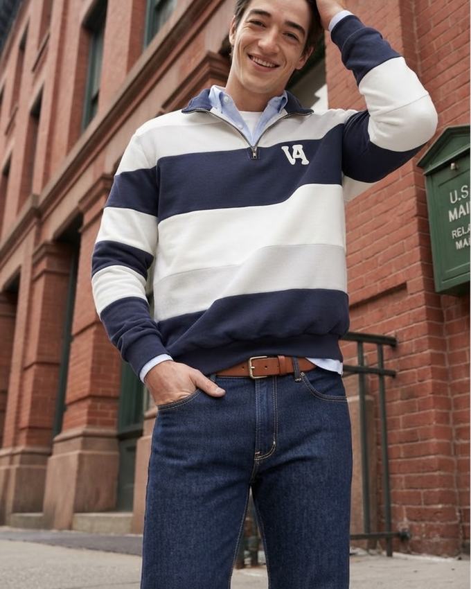 Sudadera de Rayas Marino