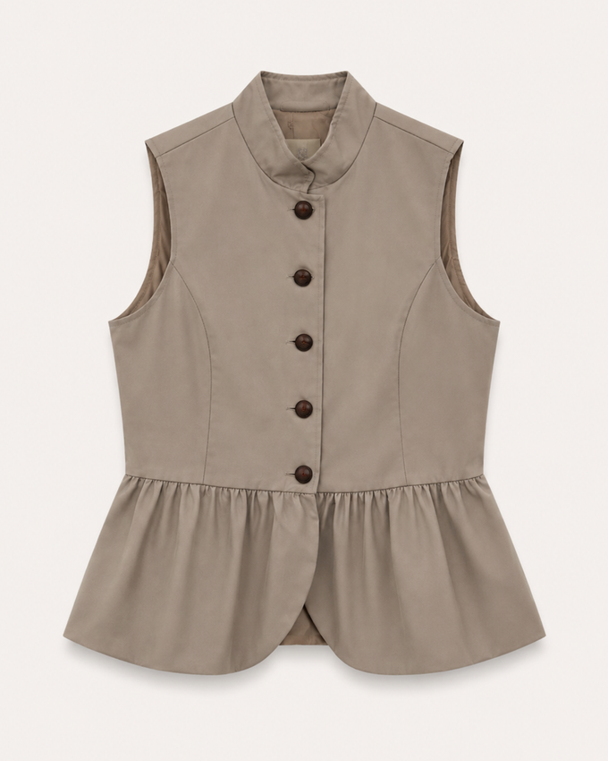 Chaleco Mujer Peplum Cuello Maho