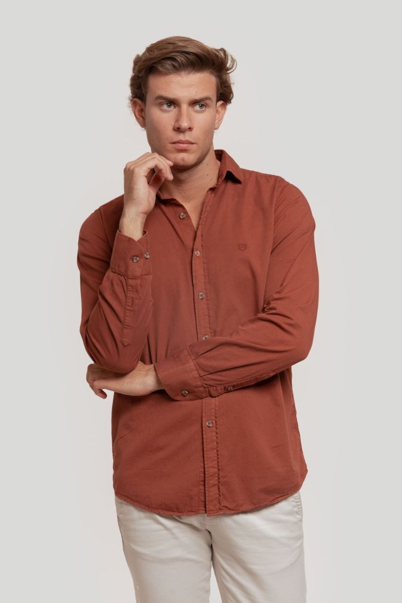 Camisa Estructura Lavada Teja