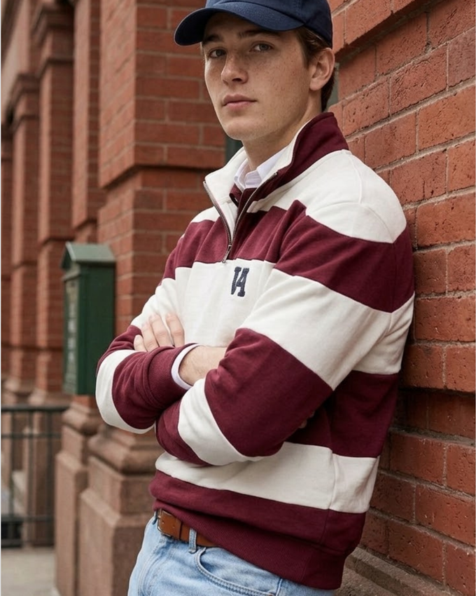 Sudadera de Rayas Burdeos
