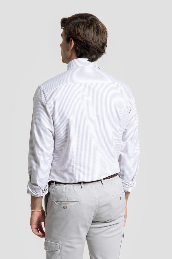 Camisa Oxford Rayas Camel