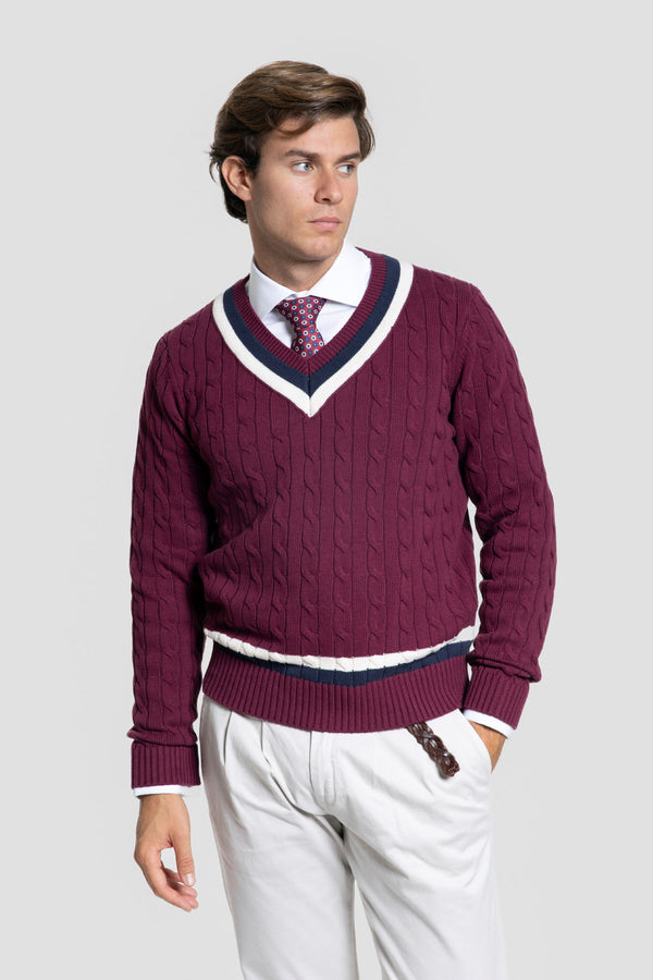 Jersey Cuello Pico Burdeos