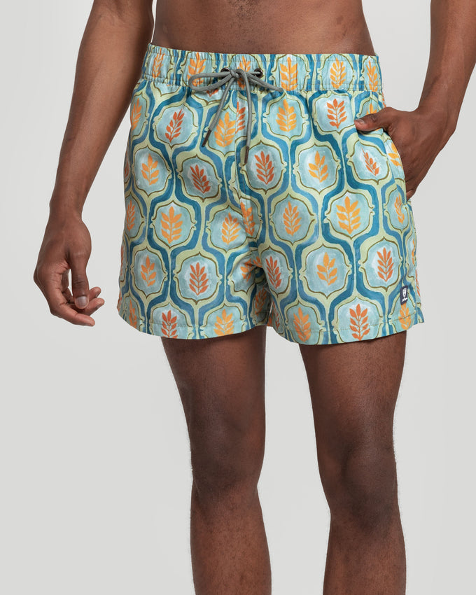 Fato de banho estampado verde-água