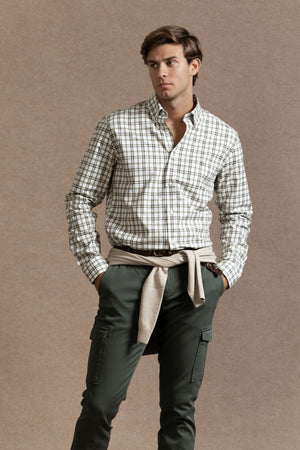 Camisa Regular Cuadros Kaki