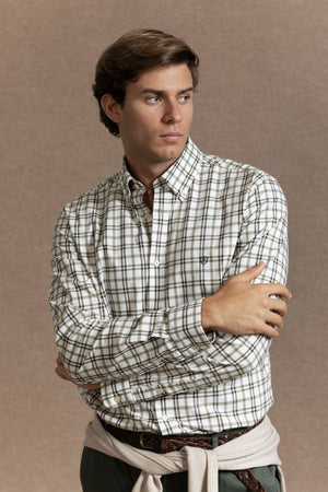 Camisa Regular Cuadros Kaki