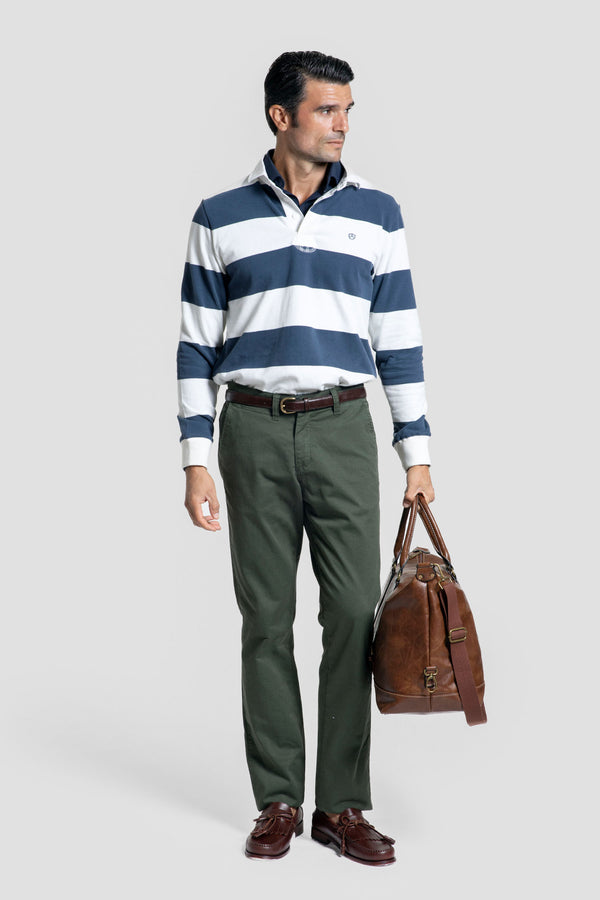 Polo Manga Larga Rayas Índigo - Legado