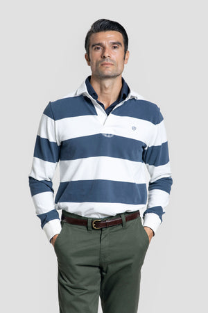 Polo Manga Larga Rayas Índigo - Legado