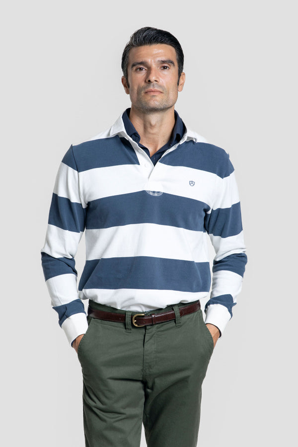 Polo Manga Larga Rayas Índigo - Legado