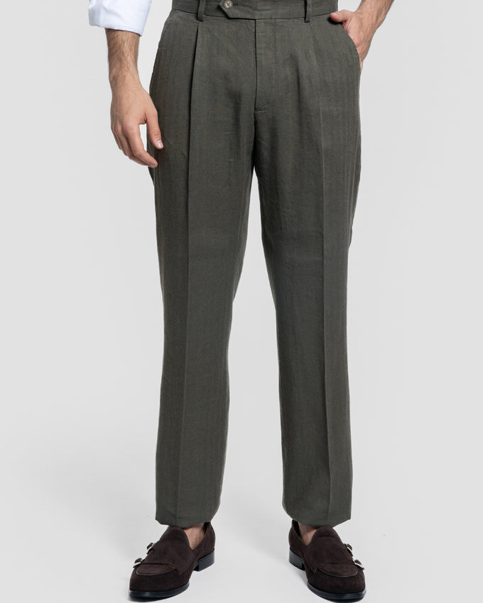 Pantalón Pinzas Bota Ancha Kaki