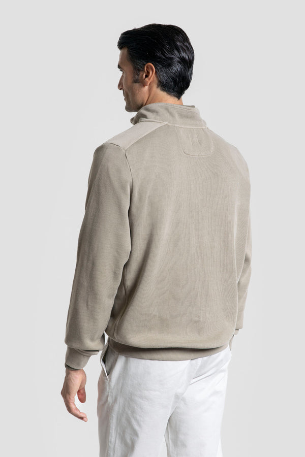 Sudadera Cuello Cremallera Taupe