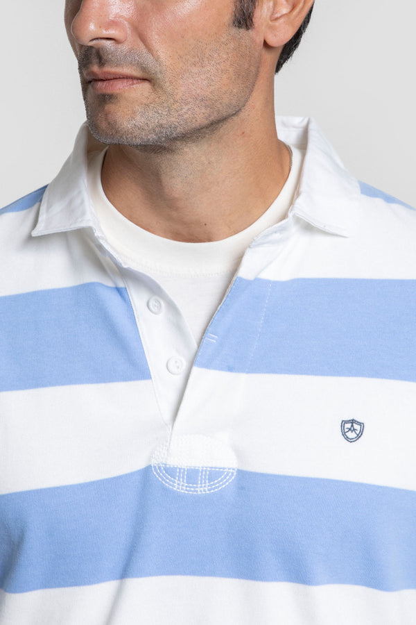 Polo  Manga Larga Rayas Celeste - Legado