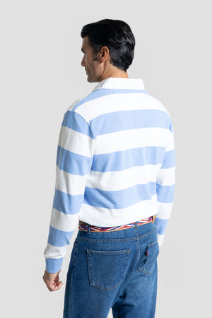 Polo  Manga Larga Rayas Celeste - Legado