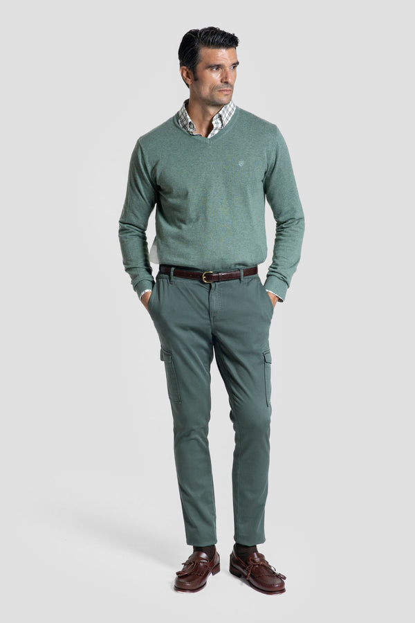 Jersey Cuello Pico Verde Hoja - Raíces