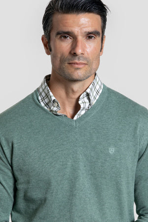 Jersey Cuello Pico Verde Hoja - Raíces