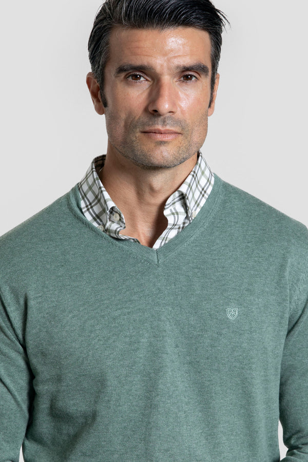 Jersey Cuello Pico Verde Hoja - Raíces