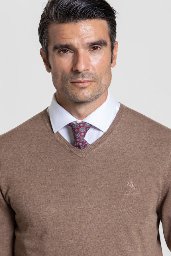 Jersey Cuello Pico Marrón - Raíces