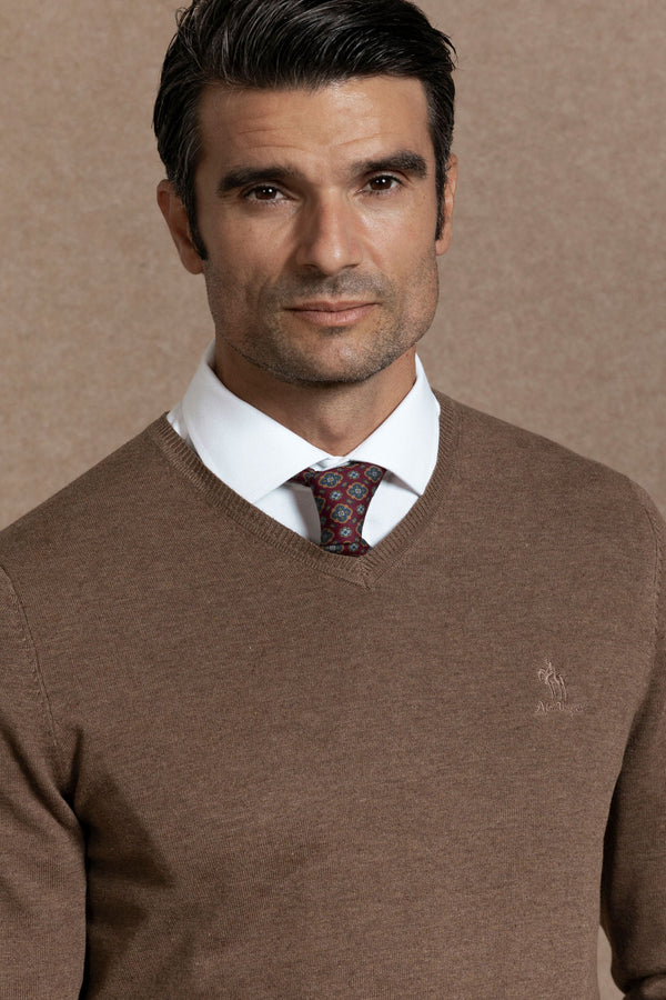 Jersey Cuello Pico Marrón - Raíces